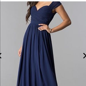 Navy blue formal modest dress
